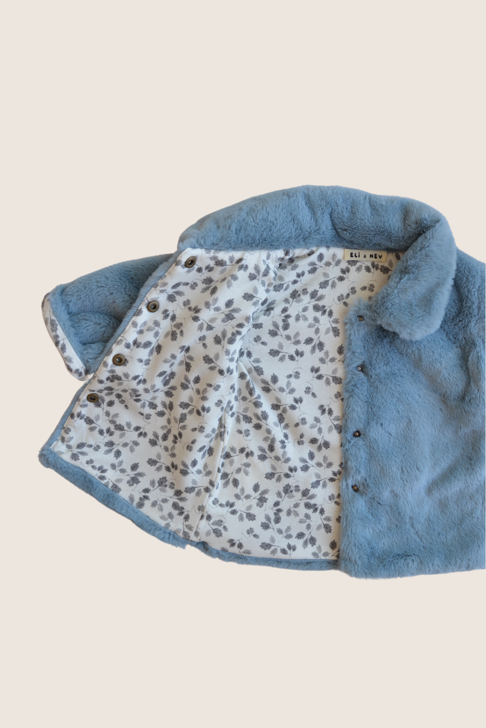 Eli & Nev (we cover U.S. import duties) - Wholesale Jacket - Kids - Baby / Kids Blue Faux-fur Jacket with Floral Lining OEKO-TEX8