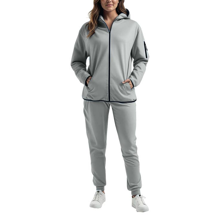 Galaxy By Harvic - Wholesale Lounge Set - Women's - Womens Tech Fleece 2-Piece Set-Zip Hoodie & Jogger Sweatpant3