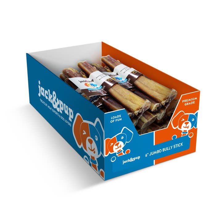 J&C PET SUPPLY LLC - Wholesale Pet Treats - Dog - 6 Inch Jumbo Bully stick Jack&pup Dog Treats