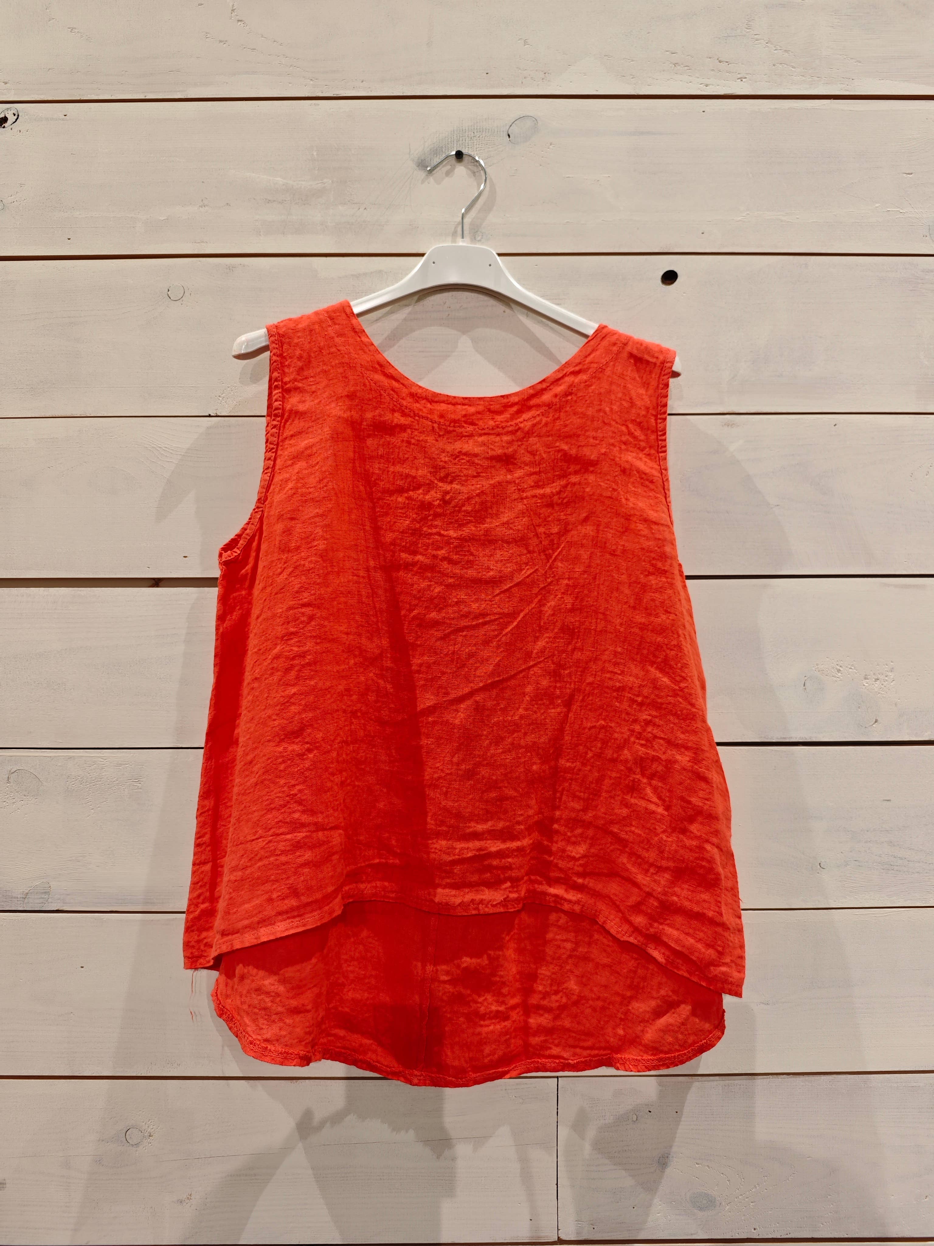 Linos y Textiles - Vendita all'ingrosso Camicetta - Donna - REF 15763 T-SHIRT CON MANICHE A SISA CON NASTRO IN 100% LINO0