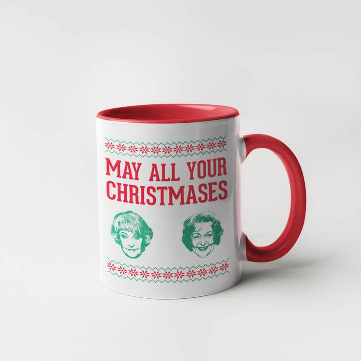 Calm Down Caren - Wholesale Coffee Mug - Golden Girls May All Your Christmases Bea White Coffee Mug