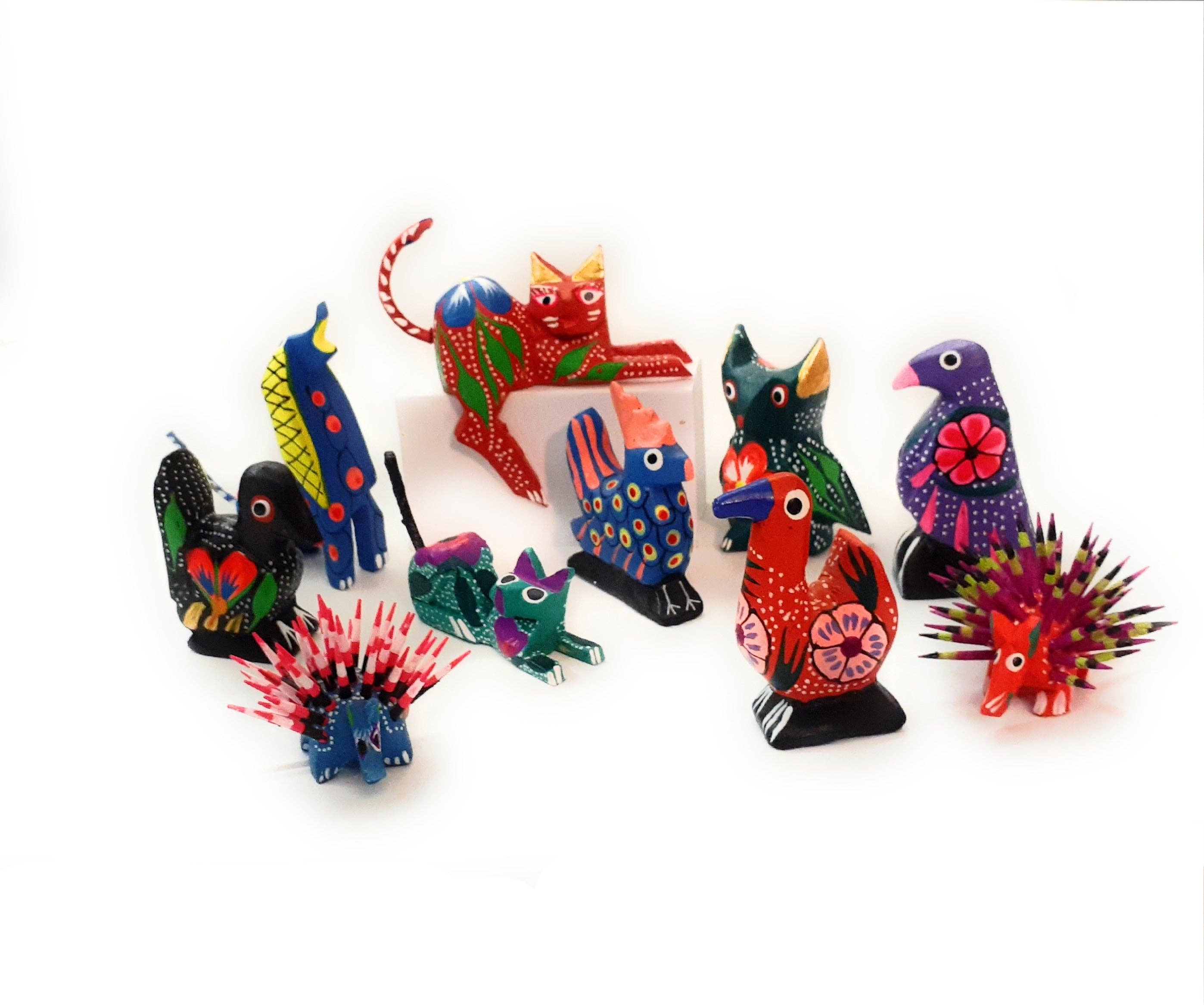 Puerta21 - Wholesale Decoratief beeldje - 10 Alebrijes, set van 10 verschillende houtgesneden Alebrijes3