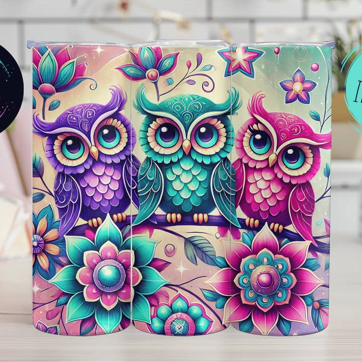 Gobelet Mince Hiboux Floraux 20oz pour la vente par JAC Wholesale