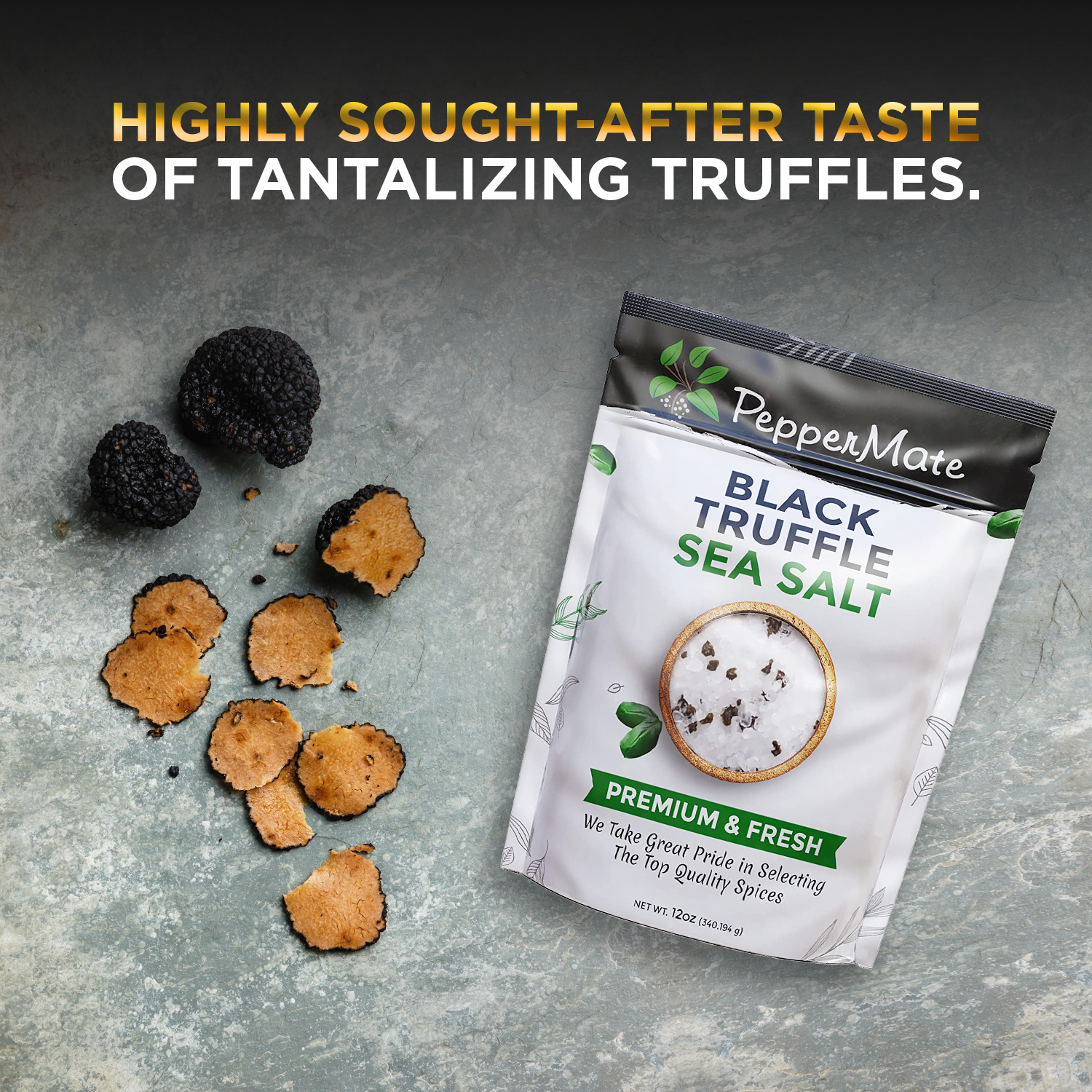 Peppermate - Wholesale Salt - Grindable Black Truffle Sea Salt-12 OZ5