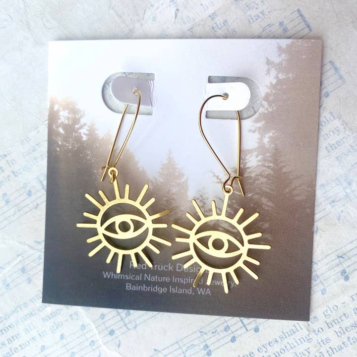 Red Truck Designs - Wholesale Dangle Earrings - Eye Sun Earrings Gold Eyelash Earrings Good Luck Charms3