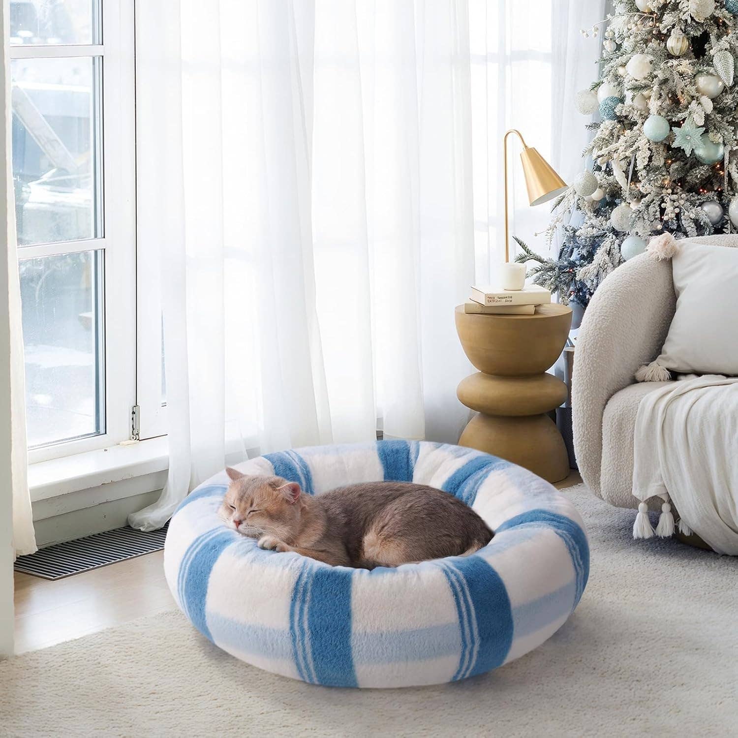 Robud & Mewoofun Official Store - Wholesale Pet Bed - Cat/Dog - Plush Cute Cat Bed Donut Small Dog Bed for Puppy and Kitten5