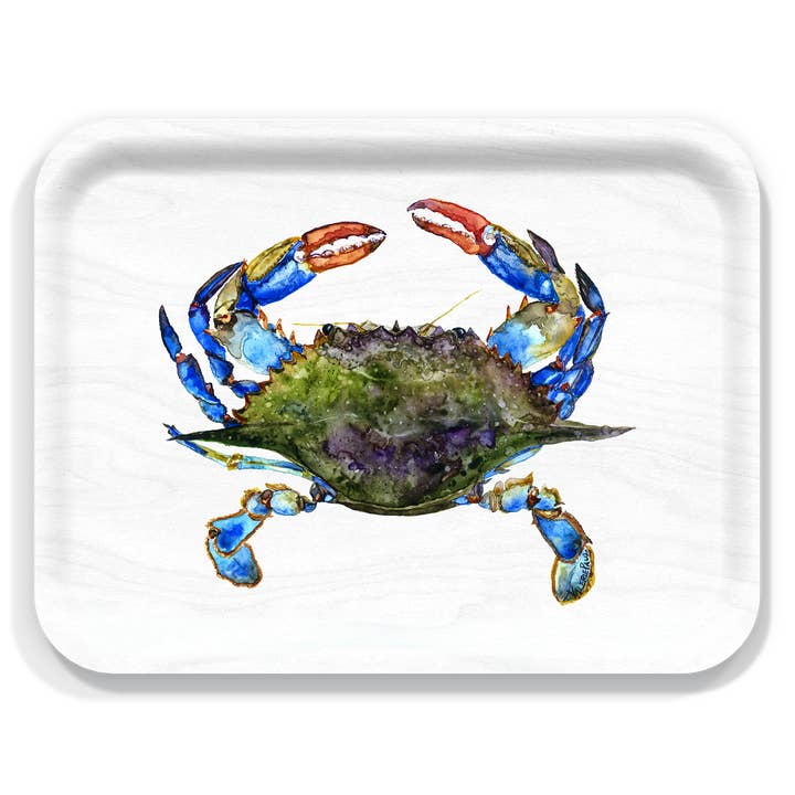 Trays4Us - Wholesale Serving Tray - Blue Crab Serving Tray by Valerie Paul