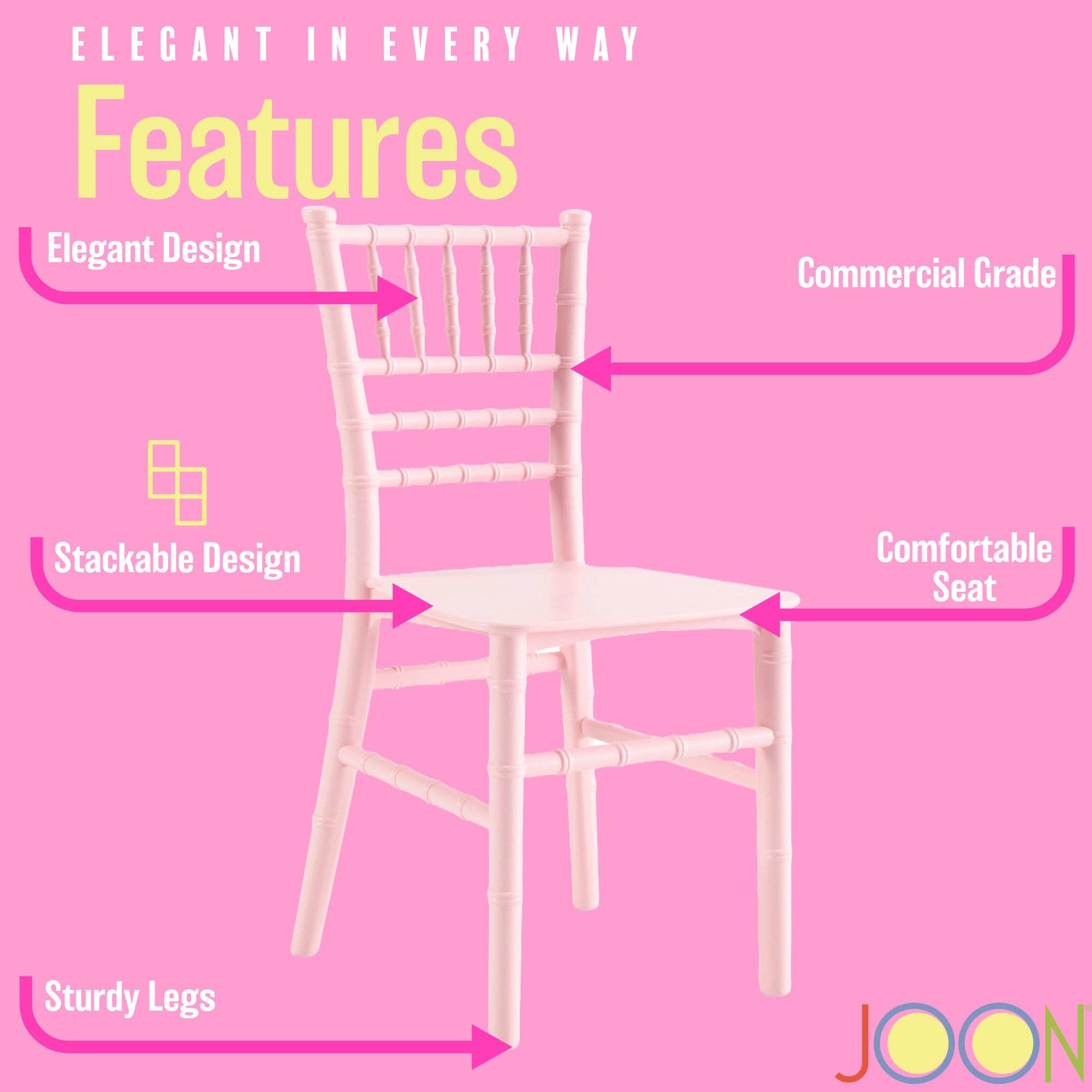 ShopBobbys - Wholesale Chair - Kids - JOON 2 Pack Kids Tiffany Chiavari Chairs, 25x13x14.5 Inches10