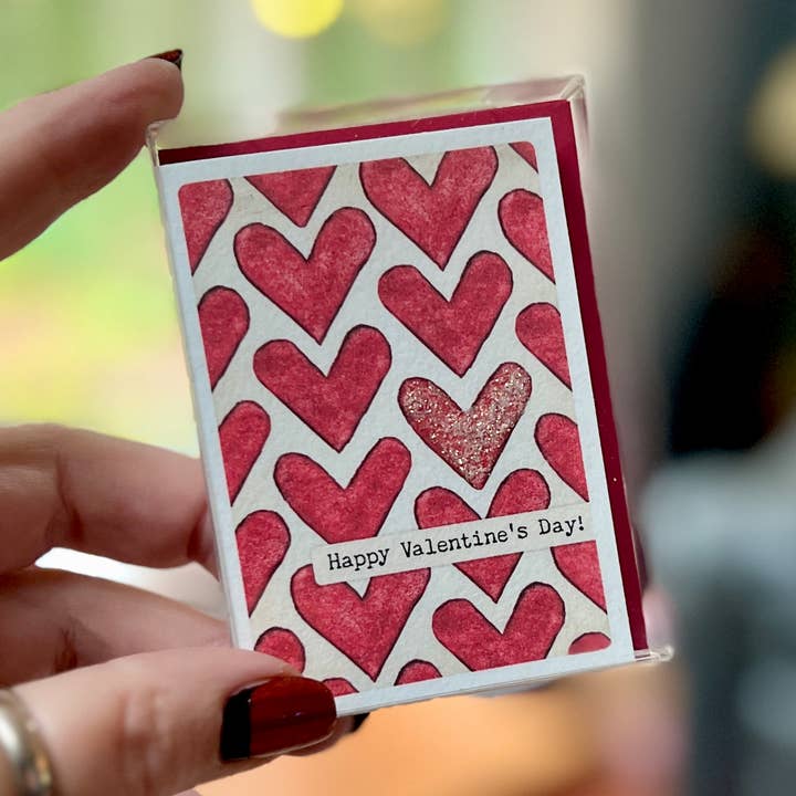 CARVED Stacked Hearts Mini Valentine Cards | BOX of 6 for wholesale by Originals Paper Art