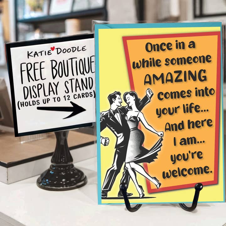 Cartes d'anniversaire drôles/Saint-Valentin | Présentoir de cartes GRATUIT pour la vente par Katie Doodle | Boutique Greeting Cards & Birthday Gifts