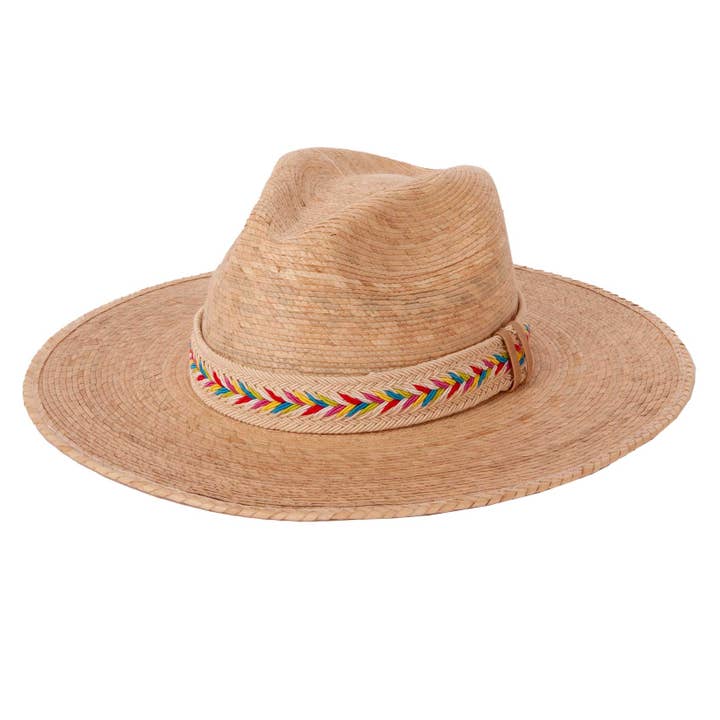 Natural Fine Mexican Palm Wide Brim Straw Sun Hat - Style Bisbee for wholesale on Faire