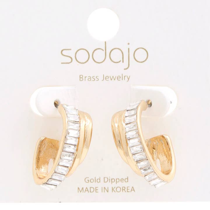 SODAJO RHINESTONE TRIPLE OPEN HOOP GOLD DIPPED EAR, 82486 E for wholesale by JOIA ACCESSORIES