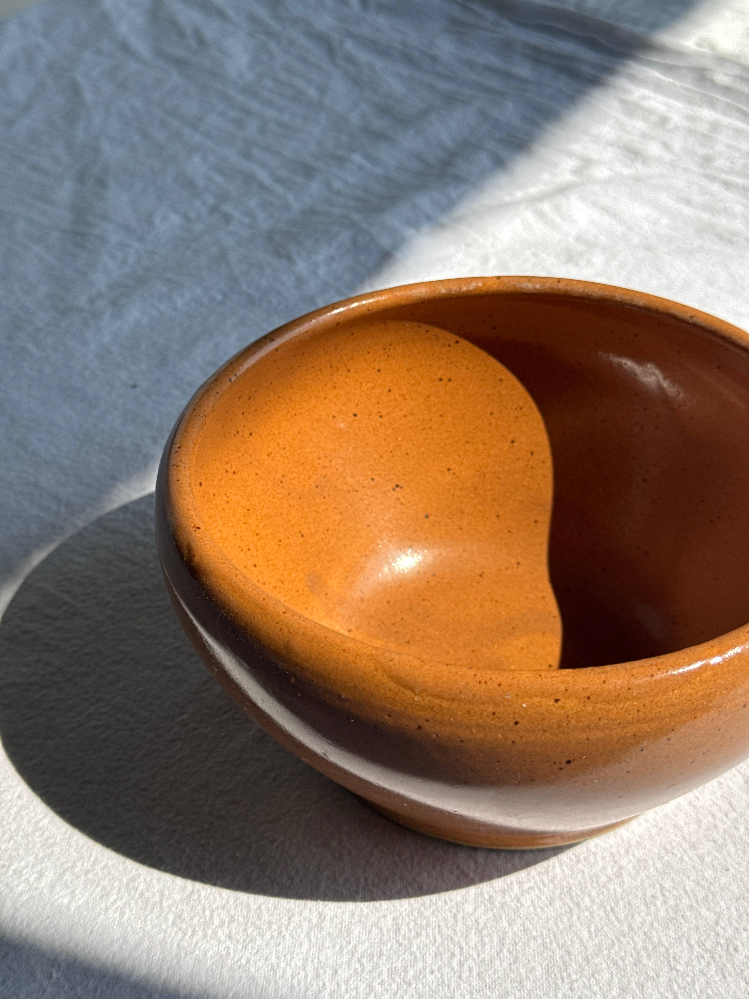 Medium stoneware bowl Digoin Grès Pots France brown orange D17 for wholesale on Faire3