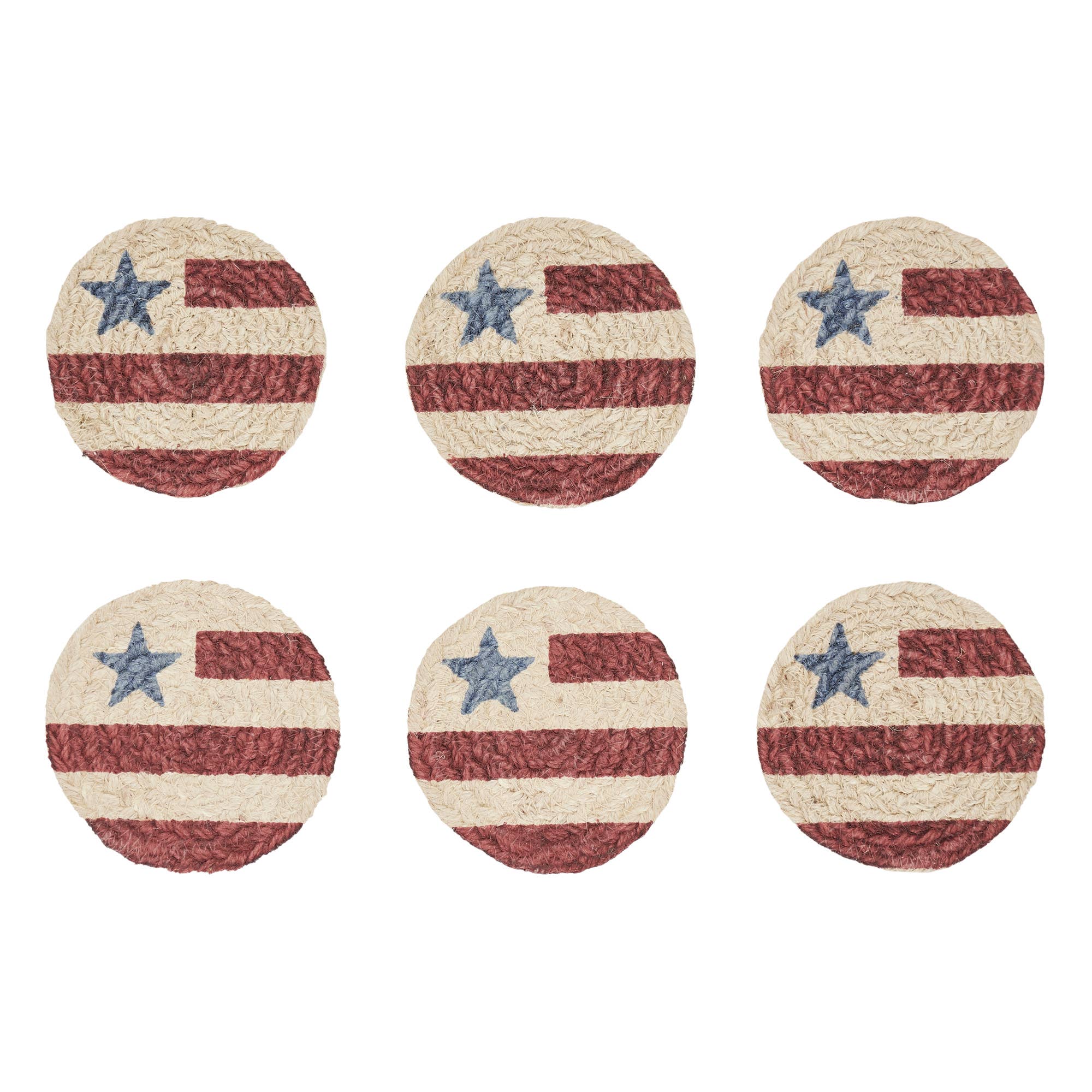VHC Brands - Wholesale Coasters - Celebration Jute Flag Coaster Set of 61