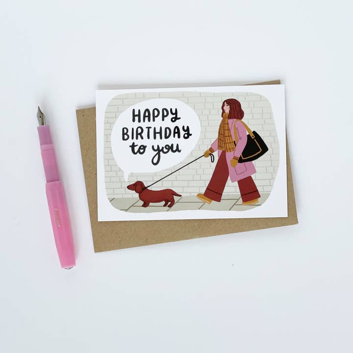 Lomond Paper Co - Wholesale Birthday Card - Happy Birthday To You - Dachshund