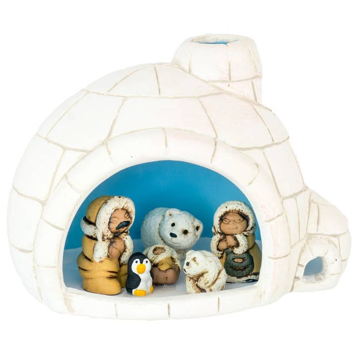 Lucuma Designs - Wholesale Nativity Scene Decor - Igloo - Ceramic Nativity - 3" H - North Pole Christmas