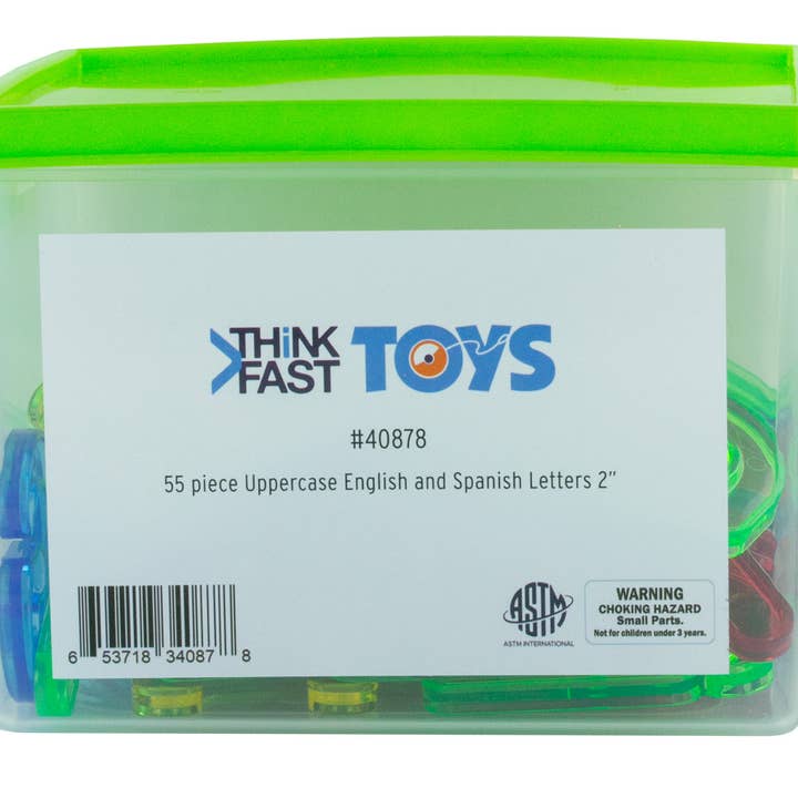 Think Fast Toys – Engroshandel Legetøjssæt - Børn – Tænk hurtigt legetøj - gennemskinnelige store bogstaver (Eng & Sp)