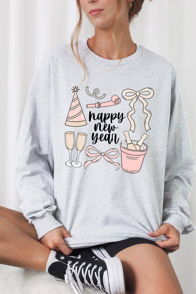 COLORBEAR - Wholesale T-Shirt (Graphic) - Women's - Happy New Year Graphic Long Sleeve Tee3