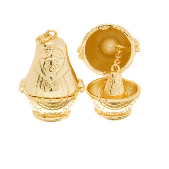Jewel Pledge - Wholesale Individual Charm/Pendant - Gold Or Silver Matryoshka Nesting Doll Charm CPG-CPS26881
