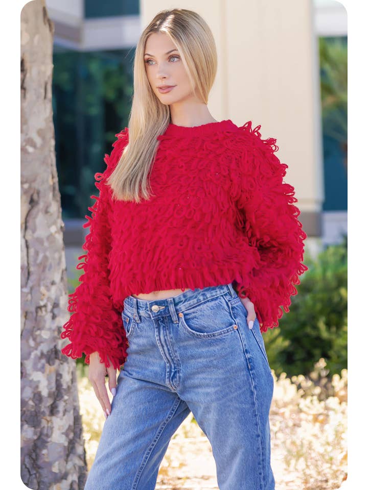 Strut & Bolt – wholesale Tunikatröja - Dam – Stickad Fringe Shaggy tröja7