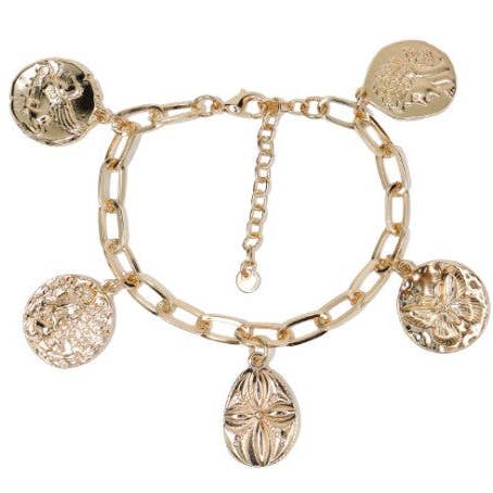 What's Hot - Wholesale Charm/Dangle Bracelet - Gold Chain Bracelet with Coin Charms