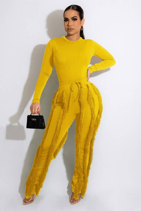 Aria Romance - Wholesale Top & Pant Set (NOT Loungewear) - Women's - Fringe Lace Two-Piece Romper0