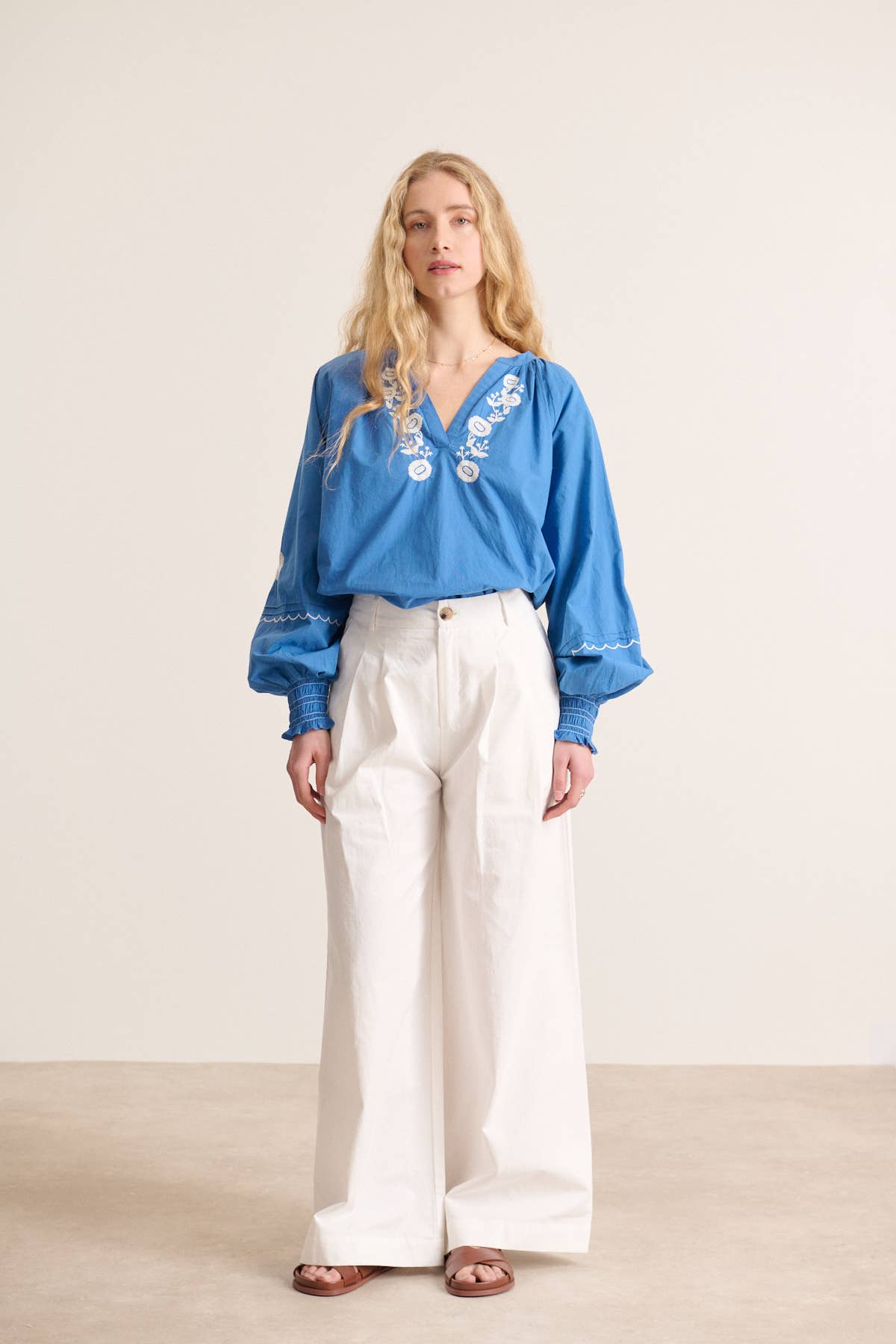 Blue Embroidered blouse - VERA for wholesale on Faire3