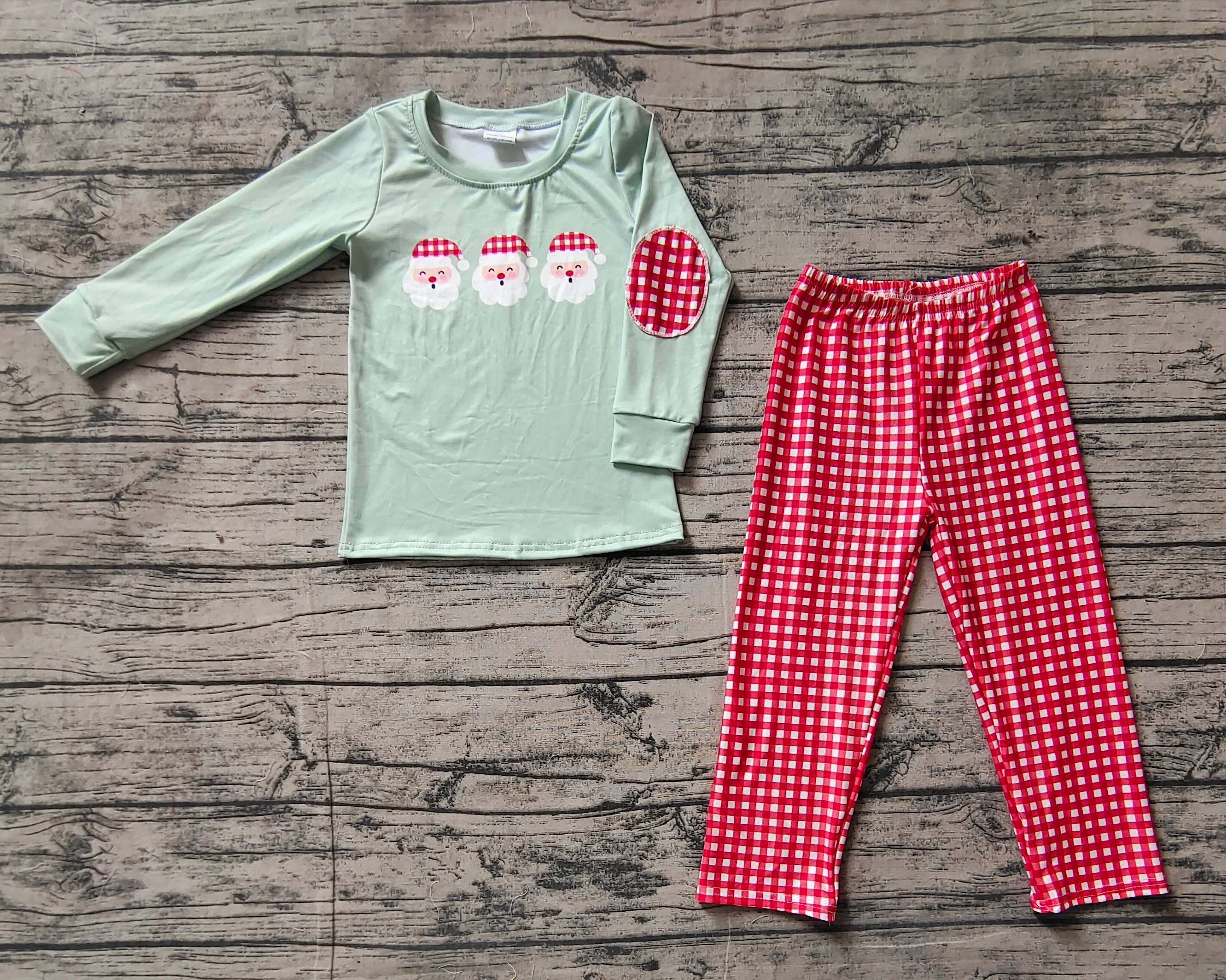 Aier Wholesale - Wholesale Top & Pant Set - Kids - Baby Boys Christmas Santa Top Red Checkered Pants Outfits Sets2
