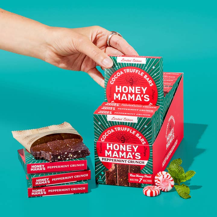 Honey Mama's - Wholesale Chocolate Bar - Peppermint Crunch Cocoa Truffle Bar 2.5oz. (12 count)2