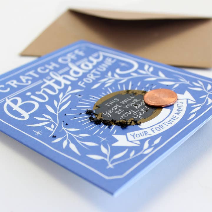 Inklings Paperie - Wholesale Birthday Card - Scratch-off Fortune Card - Blue Birthday3