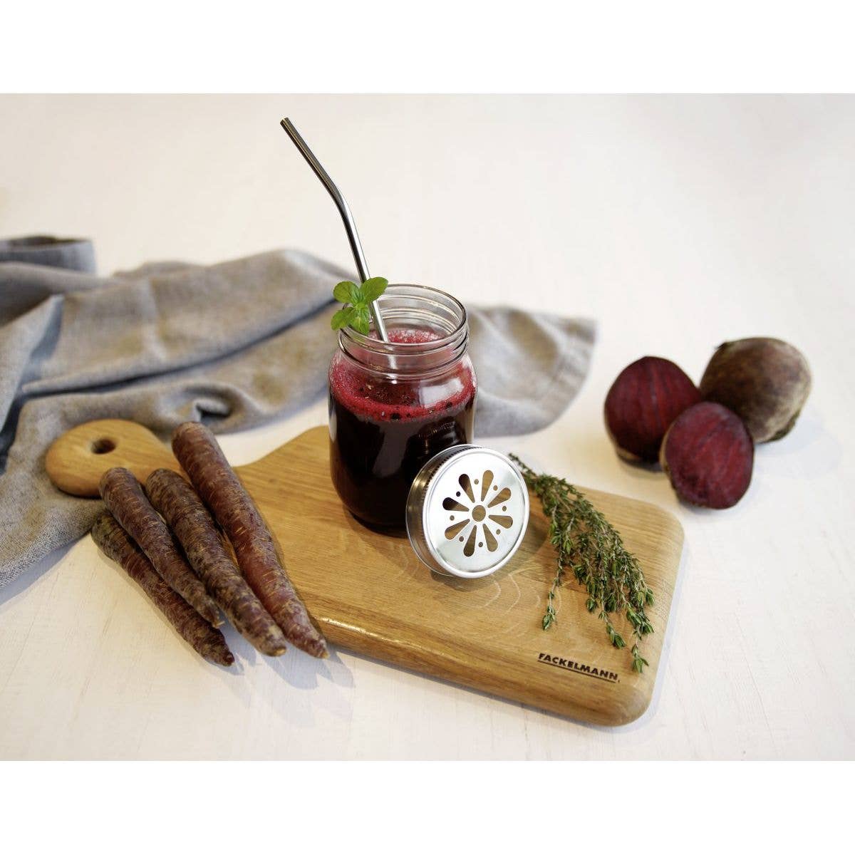 Fackelmann – wholesale Sugrör – Set med 4 böjda sugrör i rostfritt stål med rengöringsborste från Fackelmann6