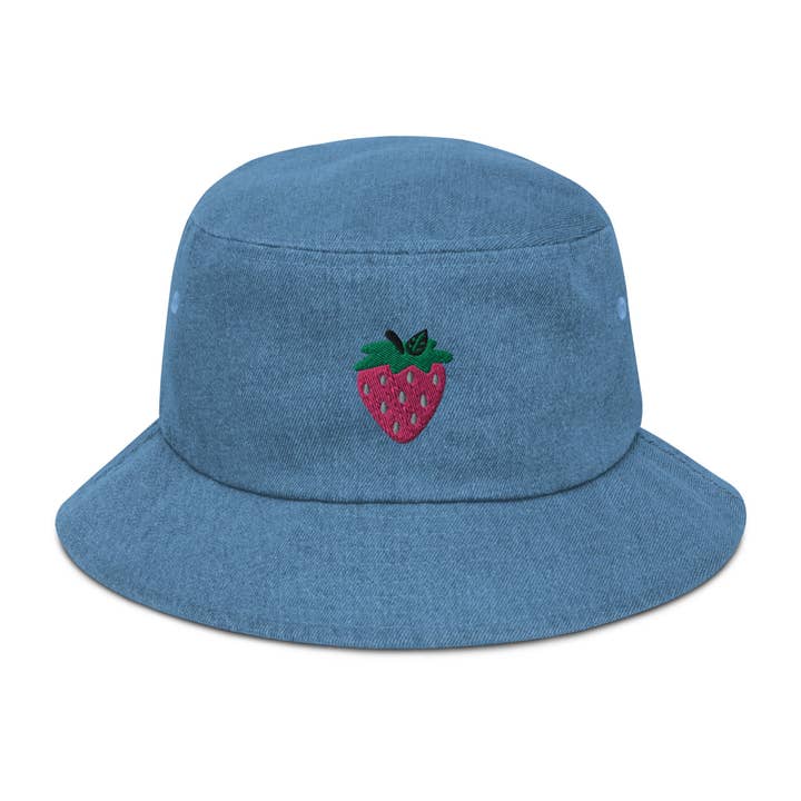 Strawberry Denim Bucket Hat for wholesale by Home with Lola