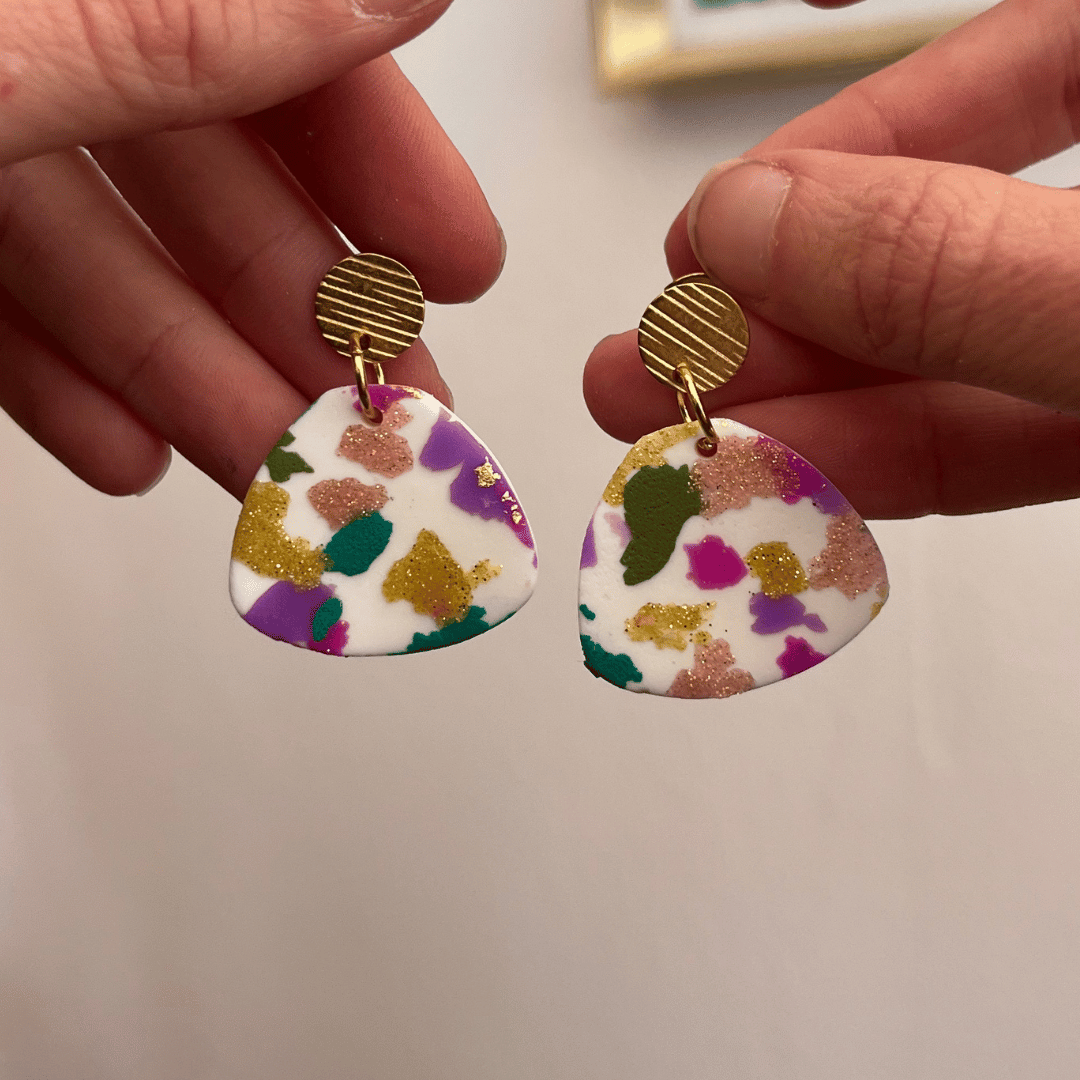 Couleurs cœur - Wholesale Hangende/ronde oorbellen - Cartagena ☀️- Terras kaki/groen/paars/roze0