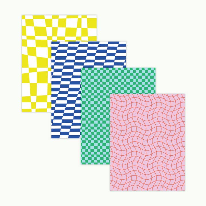 Jeu de cartes de voeux vierges à motifs assortis de chèques spatiaux pour la vente par My Darlin'