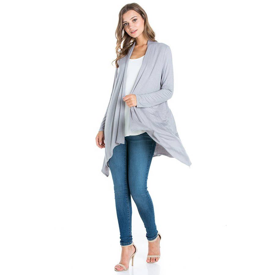 Azules Clothing – Großhandel Strickjacke – Damen – AJK-3006RS Langärmeliger Cardigan mit offenem Vorderteil und Wasserfallausschnitt42
