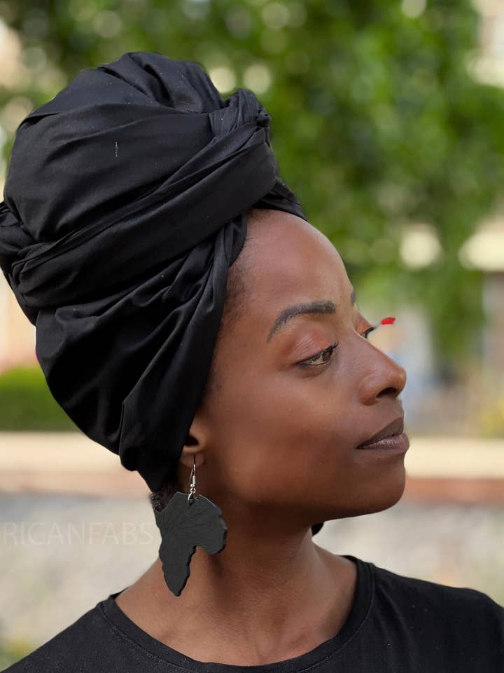 Black solid color - headwrap for wholesale by AfricanFabs