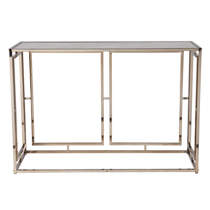 HomeRoots - Wholesale Console Table - 44" Champagne and Gold Faux Marble Frame Console Table1