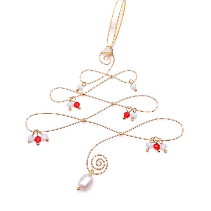 Ornement doré Fa-La-La pour la vente par Alegria Accessories Inc.