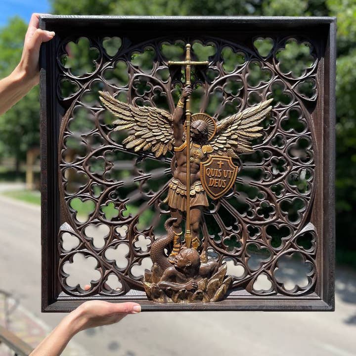 KozakWorkshop – Engroshandel 3D-vægkunst – Ærkeenglen Michael kristen håndlavet dekoration personlig gave4