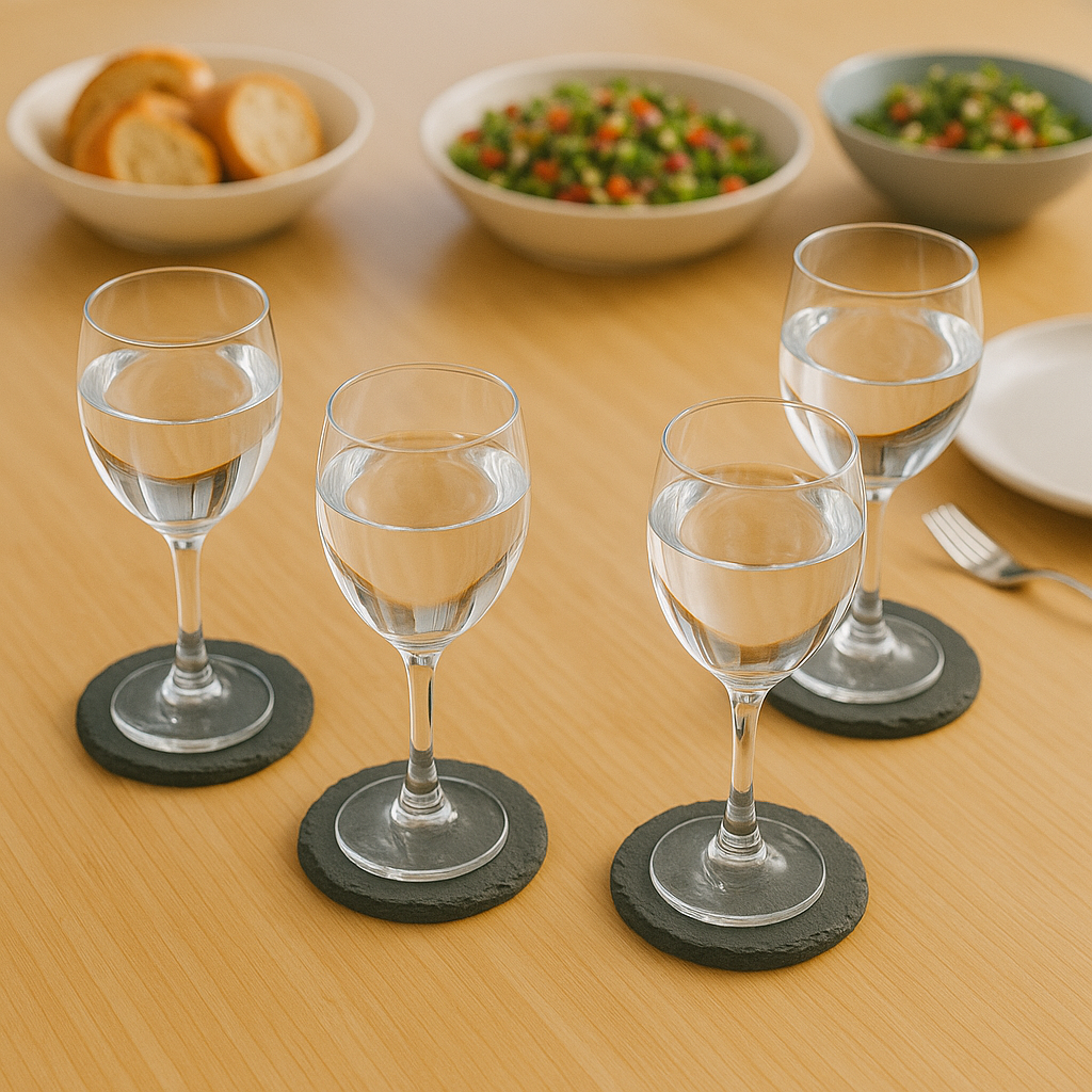 Serein Wellness - Vente Sous-verre - Ensemble de 4 sous-verres ronds et carrés en ardoise noire7