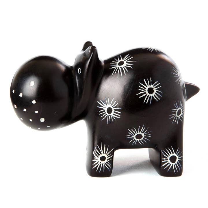 African Modern - Wholesale Sculpture - Midnight Milkweed Soapstone Hippo Sculpture1