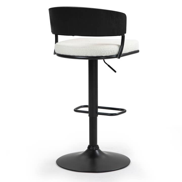 Glamour Home - Wholesale Stool - Bayle White Boucle Swivel Bar Stool with Iron Pedestal