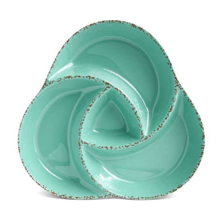 4 Section Triangle Serving Tray - Crystal Lake for wholesale by Core Home