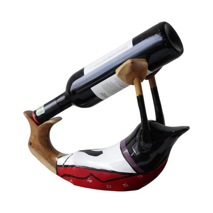 Duck Wine Holder – Handcrafted Solid Teak Wood for wholesale by Heft Home