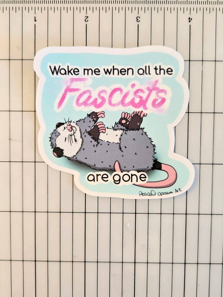 Acorda-me Quando os Fascistas Se Forem Autocolante de Gambá por atacado de Peaceful Opossum Art