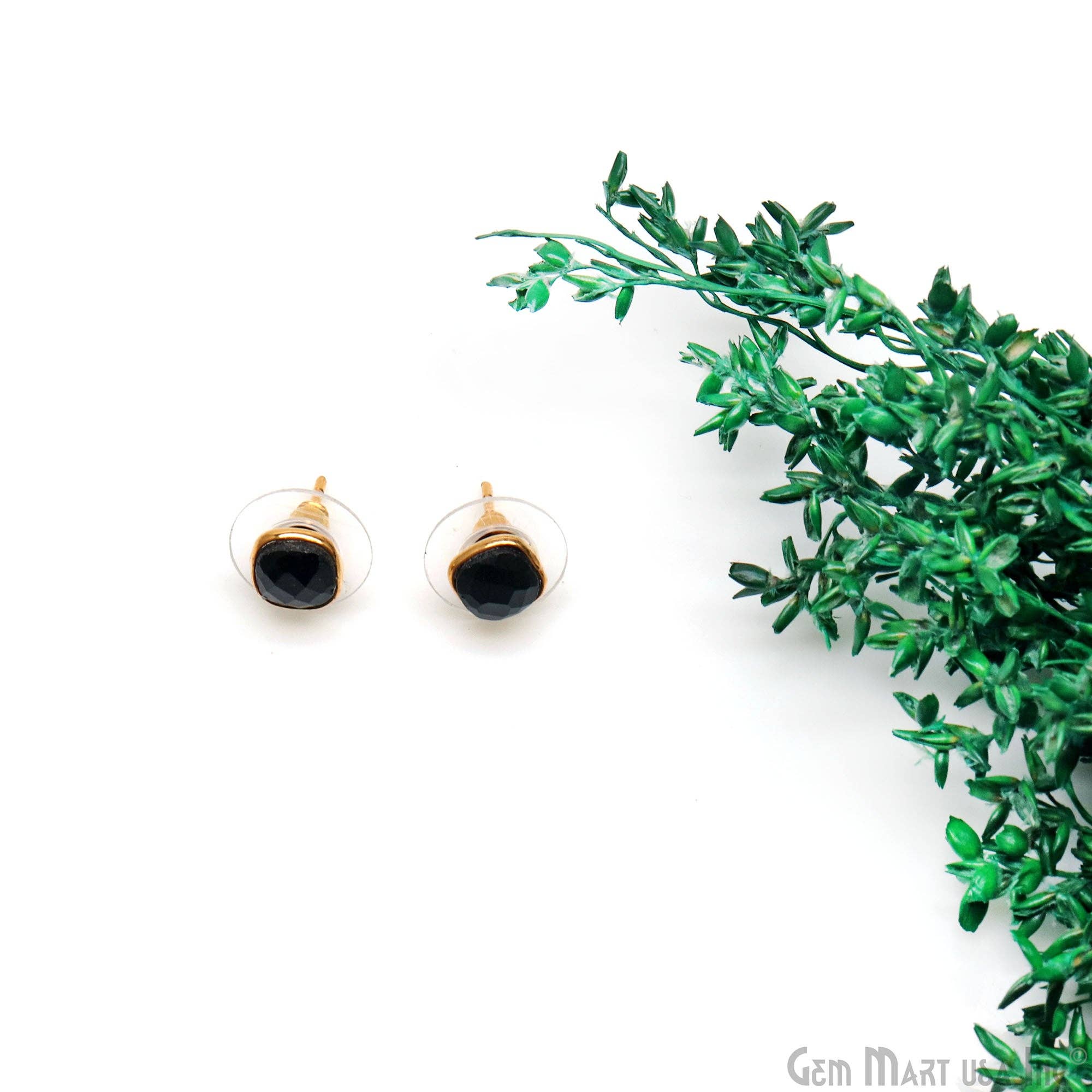 GemMartUSA – wholesale Solitärörhängen – Ädelsten Kudde Form 6mm Guldpläterade Små Studs Örhänge9