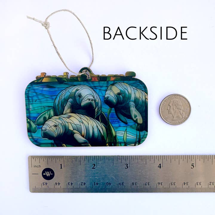 Art by Sharell - Wholesale Ornament - Manatee Ornament, Florida Animal Respect the Locals Ornament3
