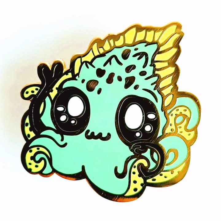 Épinglettes en émail cryptique Kraken | Épinglette Octopus | Épinglette Sea Monster pour la vente par Shlii Kawaii