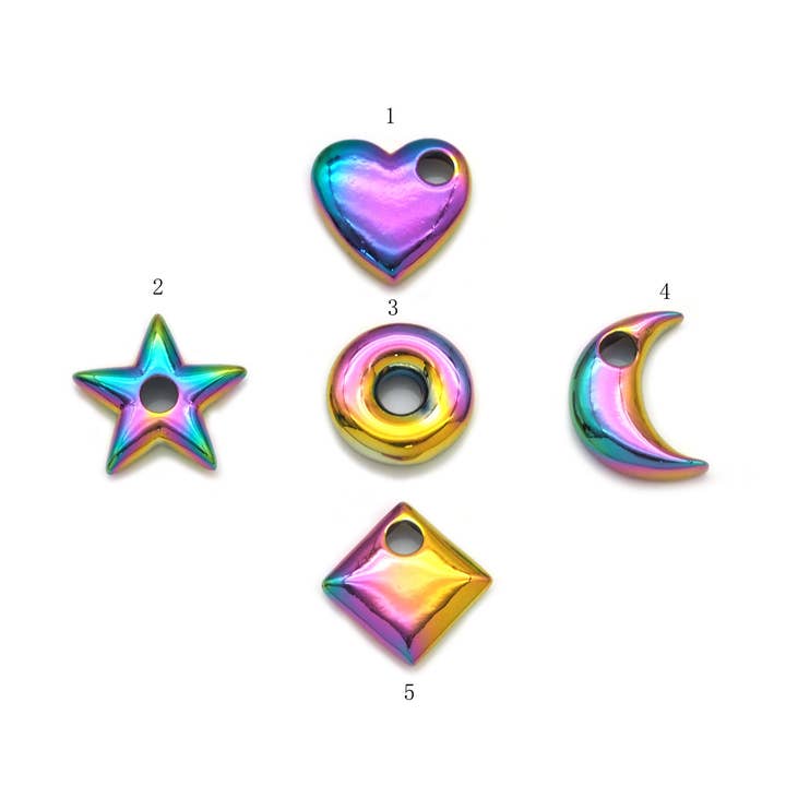 Rainbow Heart Moon Diamond stjerne Charme, sku# LX171 for engroshandel hos BestBeads&Beyond