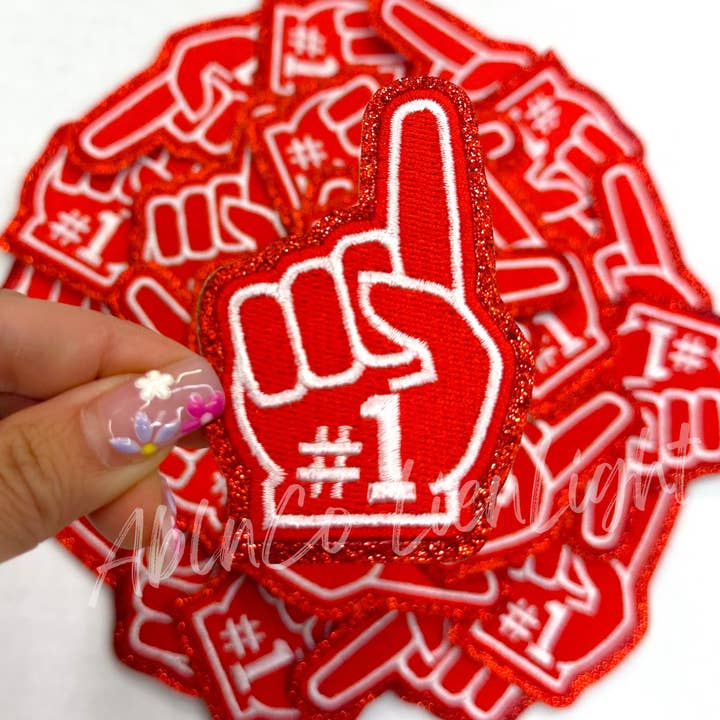 ABLNco - Wholesale Patch - red #1 foam finger game day trucker hat patch iron on